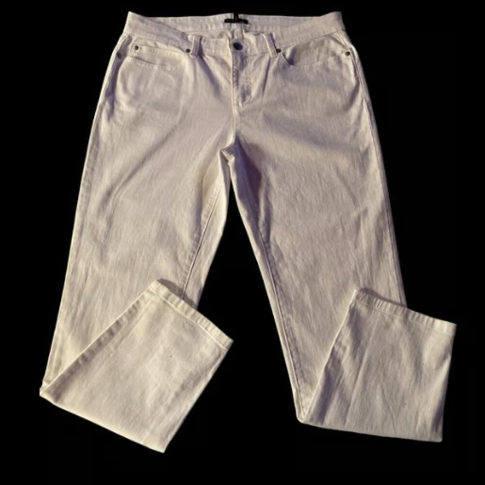 Eileen Fisher White Organic Cotton Slim Ankle Jeans Size 14P Retail $178